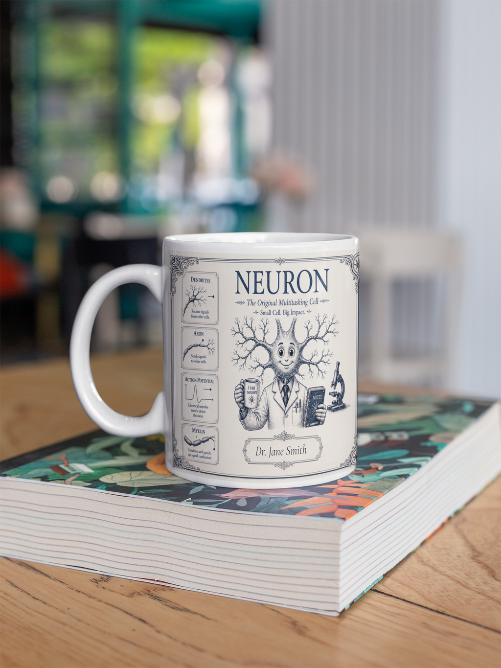Neuron Mug – Personalized Neuroscience Inspired Ceramic Coffee Mug (11 oz)