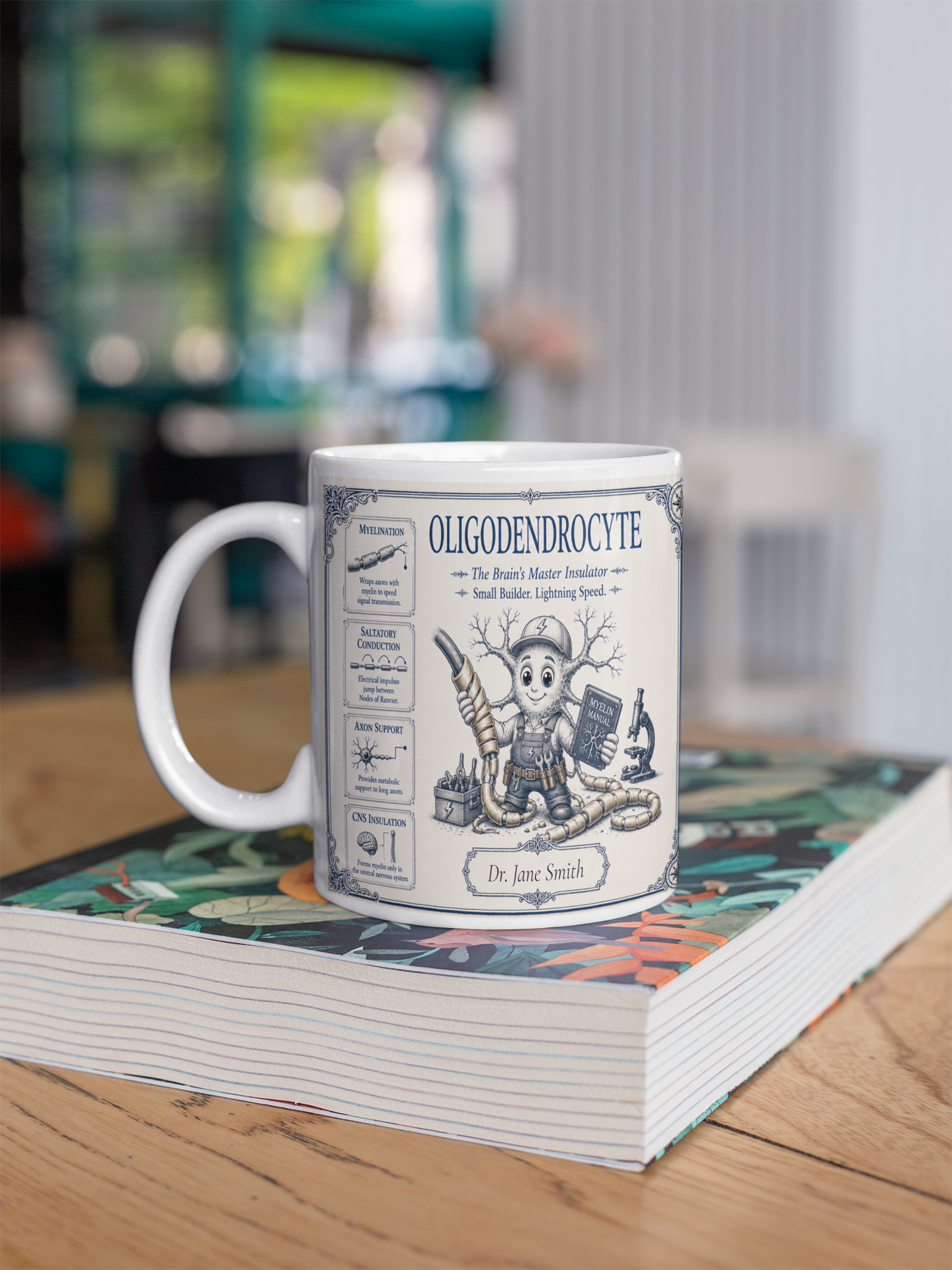 Oligodendrocyte Mug – Personalized Neuroscience Inspired Ceramic Coffee Mug (11 oz)