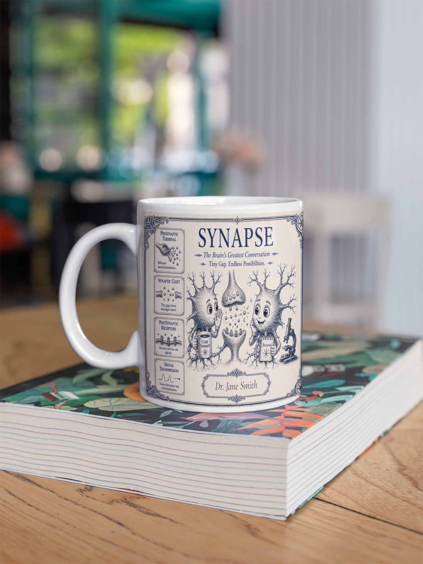 Synapse Mug – Personalized Neuroscience Inspired Ceramic Coffee Mug (11 oz)