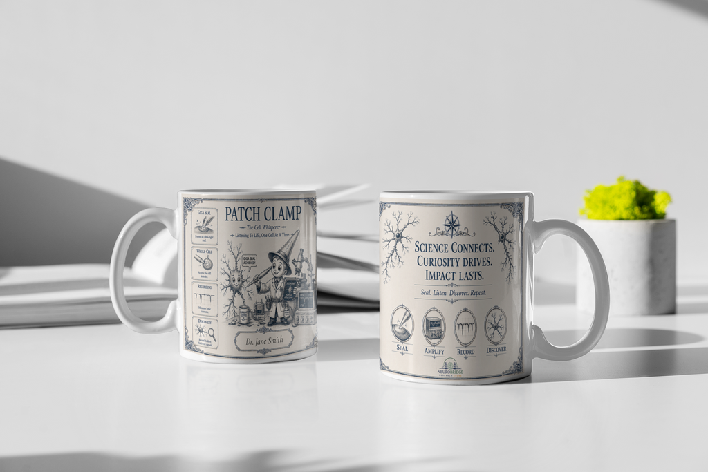 Patch Clamp Wizard Mug – Personalized Neuroscience Inspired Ceramic Coffee Mug (11 oz)