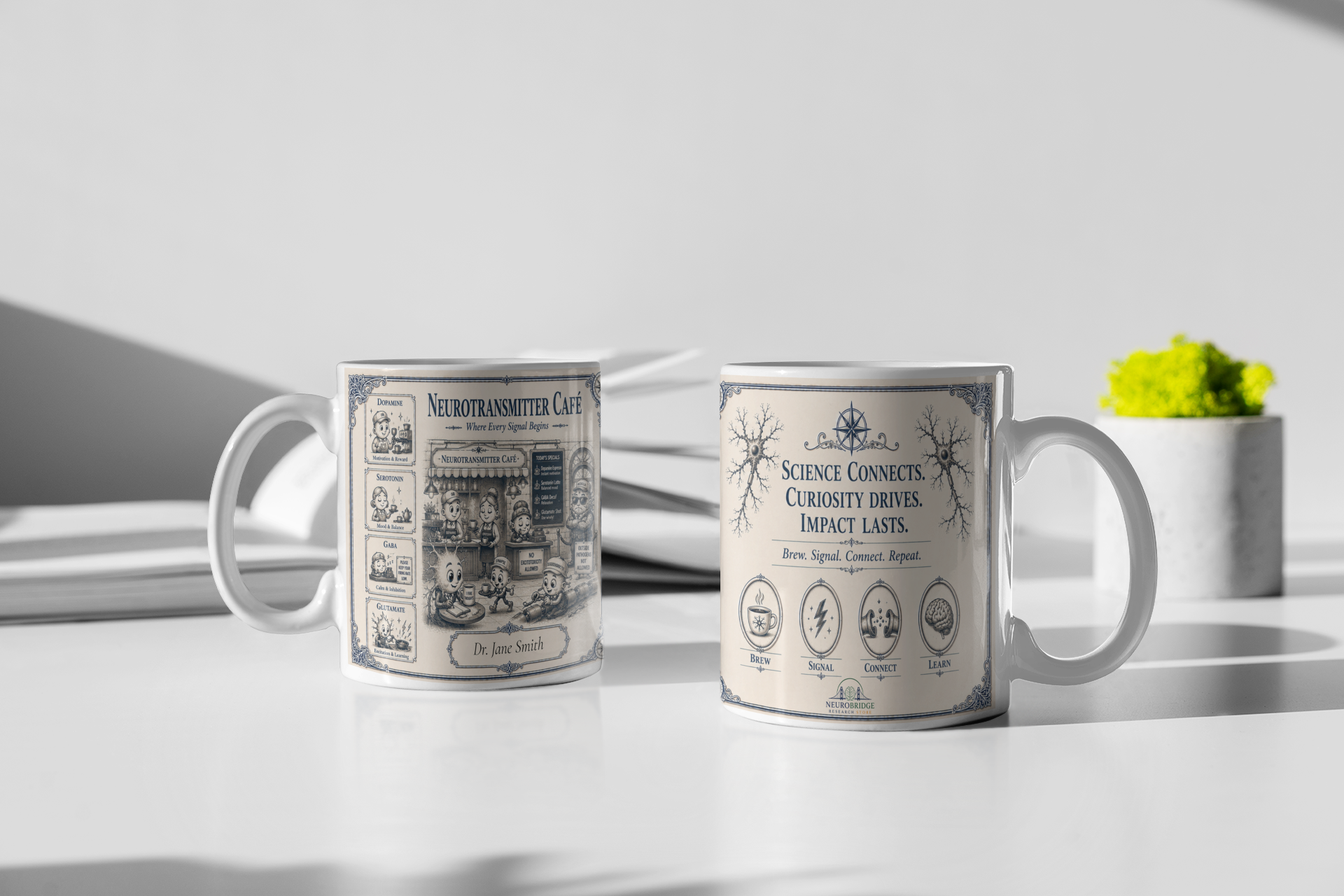 Neurotransmitter Café Mug – Personalized Neuroscience Inspired Ceramic Coffee Mug (11 oz)