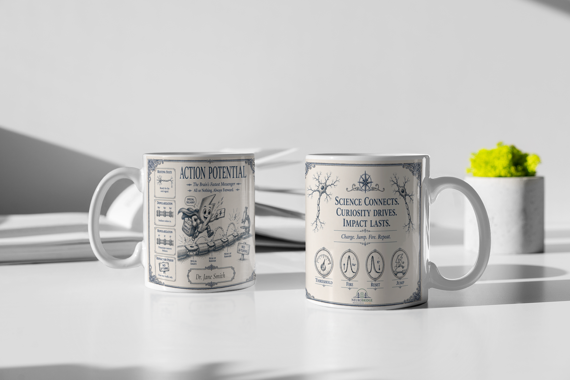 Action Potential Mug – Personalized Neuroscience Inspired Ceramic Coffee Mug (11 oz)
