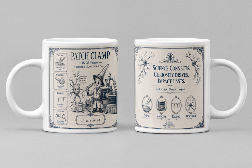 Patch Clamp Wizard Mug – Personalized Neuroscience Inspired Ceramic Coffee Mug (11 oz)