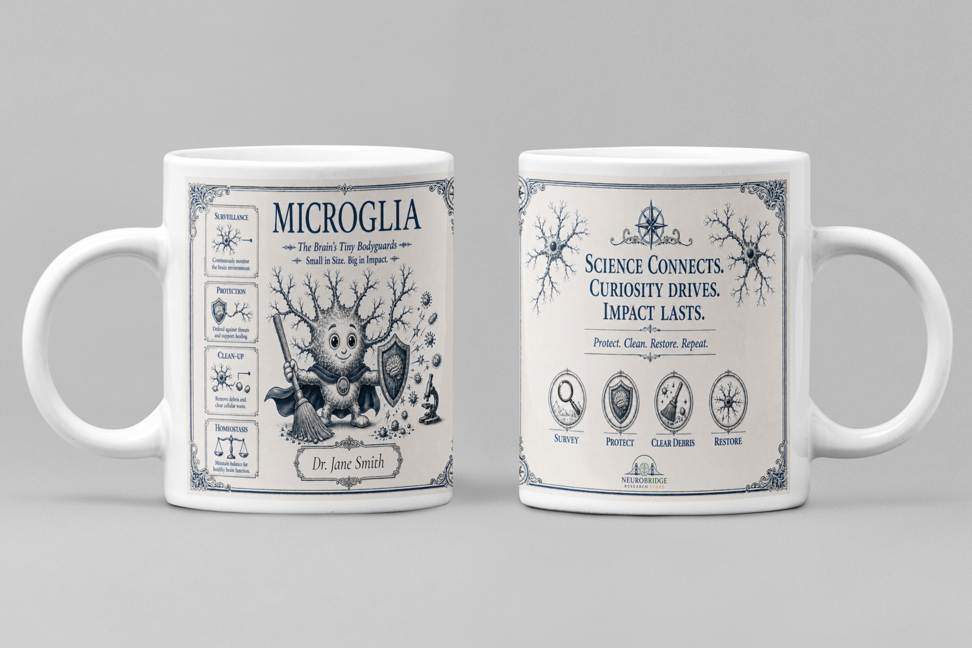 Microglia Mug – Personalized Neuroscience Inspired Ceramic Coffee Mug (11 oz)
