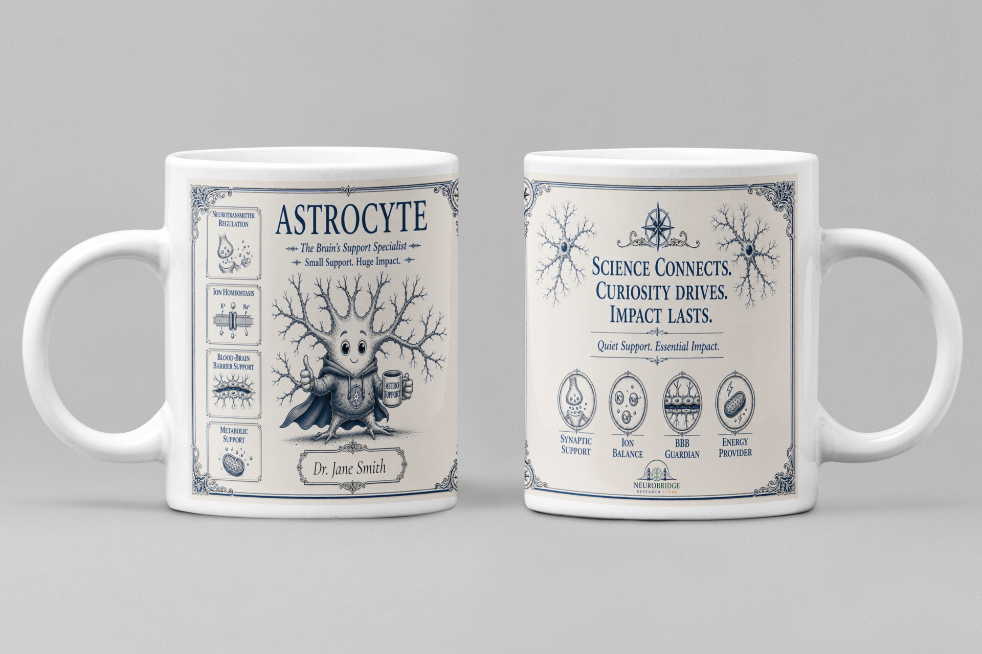 Astrocyte Mug – Personalized Neuroscience Inspired Ceramic Coffee Mug (11 oz)