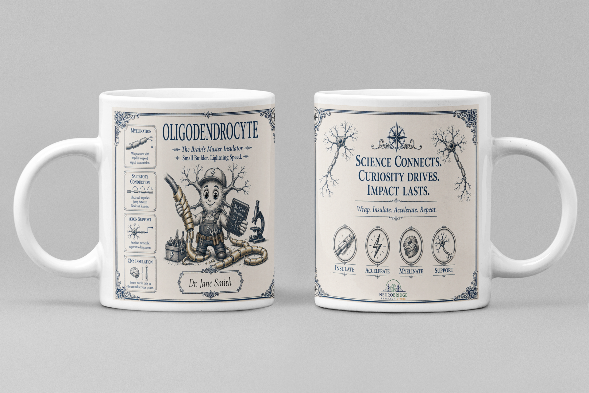 Oligodendrocyte Mug – Personalized Neuroscience Inspired Ceramic Coffee Mug (11 oz)